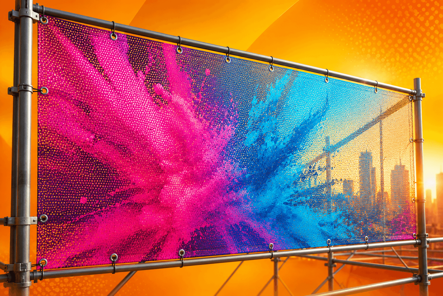 Mesh banner – dierovaná sieť na lešení